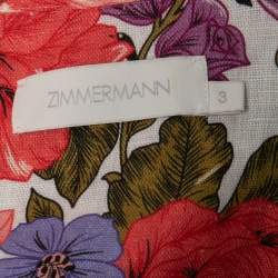 Pre Owned Zimmermann Multicolor Floral Printed Linen Belted Jumpsuit L