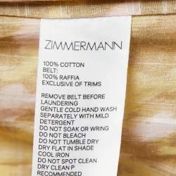 Zimmermann Yellow Animal Printed Cotton Tiered Midi Skirt L