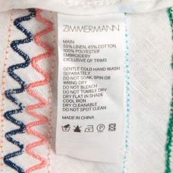 Zimmermann White Linen Blend Embroidered Laelia Skirt L