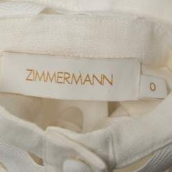 Zimmermann White Ramie Button Front Blouse S