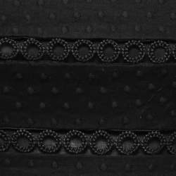 Pre Owned Zimmermann Black Dotted Cotton & Linen Lace Trimmed Flared Dress S