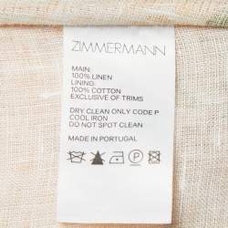 Pre Owned Zimmermann Light Pink Floral Printed Linen Ruffled Mini Dress M