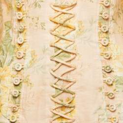 Pre Owned Zimmermann Light Pink Floral Printed Linen Ruffled Mini Dress M