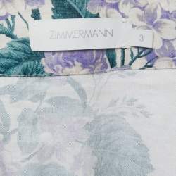 Pre Owned Zimmermann Off White Floral Printed Linen Wrap Mini Dress L