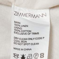 Pre Owned Zimmermann Off White Floral Printed Linen Wrap Mini Dress L
