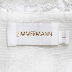 Pre Owned Zimmermann Cream Lace Embroidered Linen Blend Top M