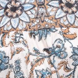 Pre Owned Zimmermann Blue Printed Linen High Neck Belted Mini Dress L