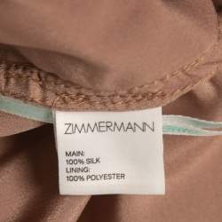 Pre Owned Zimmermann Brown Floral Printed Chiffon Silk Belted Playsuit L