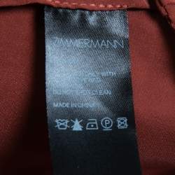 Pre Owned Zimmermann Rust Brown Silk Satin Wrap Midi Dress M