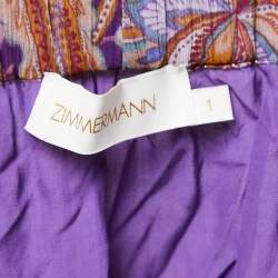 Zimmermann Purple Printed Silk Midi Skirt S