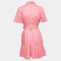 Zimmermann Pink Linen Belted Shirt Dress S