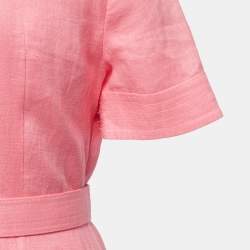Zimmermann Pink Linen Belted Shirt Dress S