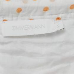 Zimmermann White Multicolor Dot Printed Cotton Midi Skirt M