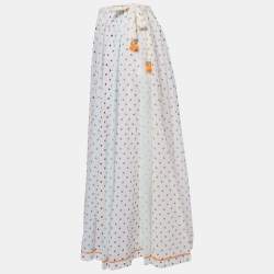 Zimmermann White Multicolor Dot Printed Cotton Midi Skirt M