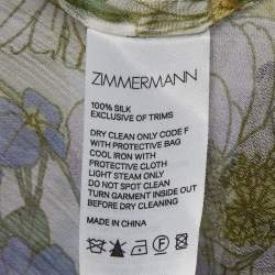 Pre Owned Zimmermann Multicolor Floral Printed Silk Tie Detail Midi Dress L