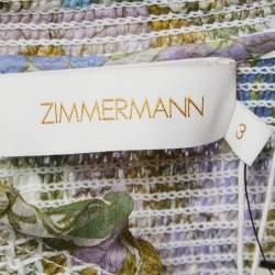 Pre Owned Zimmermann Multicolor Floral Printed Silk Tie Detail Midi Dress L