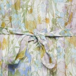 Pre Owned Zimmermann Multicolor Floral Printed Silk Tie Detail Midi Dress L