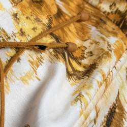 Zimmerman Cream/Yellow Floral Print Linen Scalloped Peplum Top S