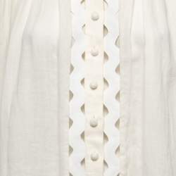 Pre Owned Zimmermann White Ramie High Neck Full Sleeve Top S