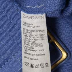 Zimmerman Blue Linen Corsage Belted Shorts M
