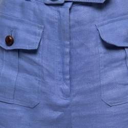 Zimmerman Blue Linen Corsage Belted Shorts M