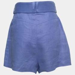 Zimmerman Blue Linen Corsage Belted Shorts M