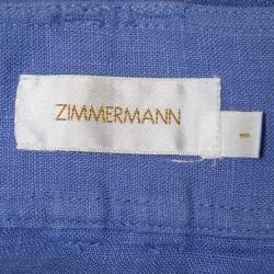 Zimmerman Blue Linen Corsage Belted Shorts M