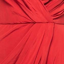 Pre Owned Zimmermann Red Silk Plunge Draped Dress M