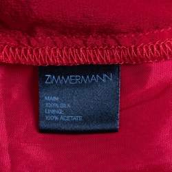 Pre Owned Zimmermann Red Silk Plunge Draped Dress M