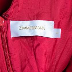 Pre Owned Zimmermann Red Silk Plunge Draped Dress M