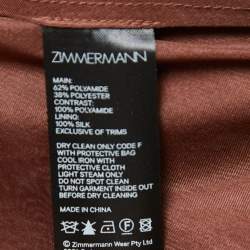 Pre Owned Zimmermann Brown Glitter Tulle Ruched Tempo Midi Dress M