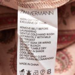 مملوكة مسبقًا Zimmermann Pink Paisley Printed Cotton Long Puff Sleeve V-Neck Maxi Dress M