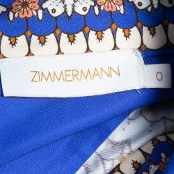 Pre Owned Zimmermann Blue Floral Printed Cotton Embellished Shirt S