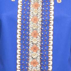 Pre Owned Zimmermann Blue Floral Printed Cotton Embellished Shirt S