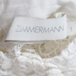 Pre Owned Zimmermann White Floral Lace Button Detail Belted Midi Dress M