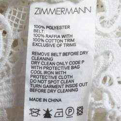 Pre Owned Zimmermann White Floral Lace Button Detail Belted Midi Dress M