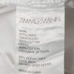 Zimmermann White Embroidered Eyelet Linen Pleated Shorts L