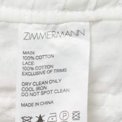 Pre Owned Zimmermann White Floral Printed Cotton Lace Trimmed Side Tie Detail Crop Top L