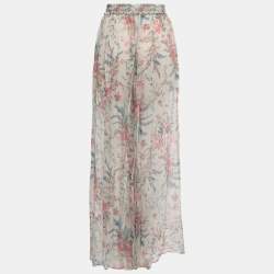 Pre Owned Zimmermann Multicolor Printed Silk Chiffon Palazzo Pants M
