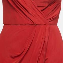 Zimmermann Red Silk Draped Strappy Midi Dress M
