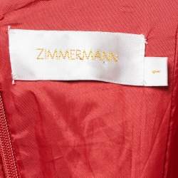 Zimmermann Red Silk Draped Strappy Midi Dress M