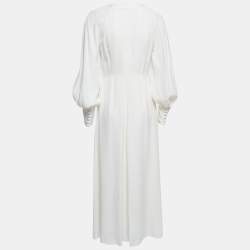 Zimmermann White Crepe Long Sleeve Flared Maxi Dress L