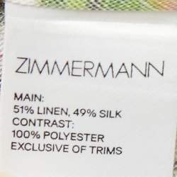 Pre Owned Zimmermann White Floral Printed Linen & Silk Long Sleeve Maxi Dress M