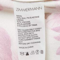 Zimmermann Off-White Orchid Print Silk Blend Ruched Midi Dress M