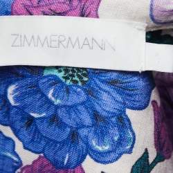 Pre Owned Zimmermann Multicolor Poppy Print Linen Plunge Midi Dress M