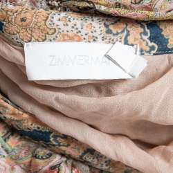 Zimmermann Multicolor Paisley Print Chiffon Blouson Sleeve Cut-Out Detail Open Back Midi Dress M