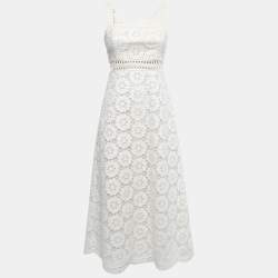 Zimmermann White Floral Cotton & Linen Sleeveless Midi Dress M