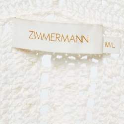 Zimmermann White Crochet Knit Hooded Midi Dress M/L
