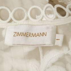 Pre Owned Zimmermann White Embroidered Silk Oversized Top S