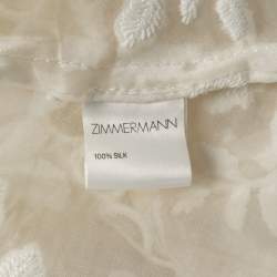 Pre Owned Zimmermann White Embroidered Silk Oversized Top S